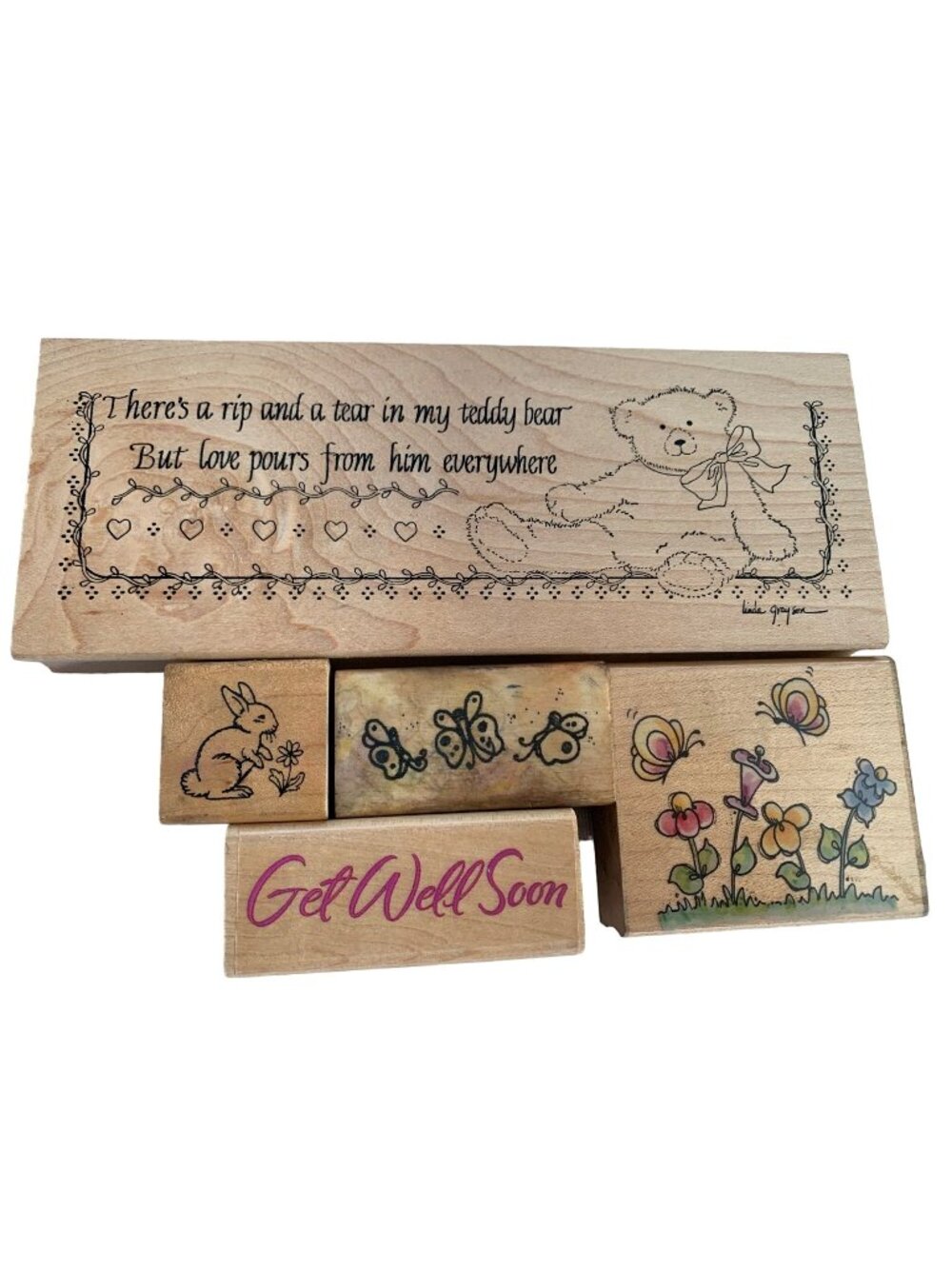 Love Pours Teddy Bear Rubber Stamp Set #17